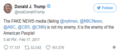 Trump's tweet about fake news